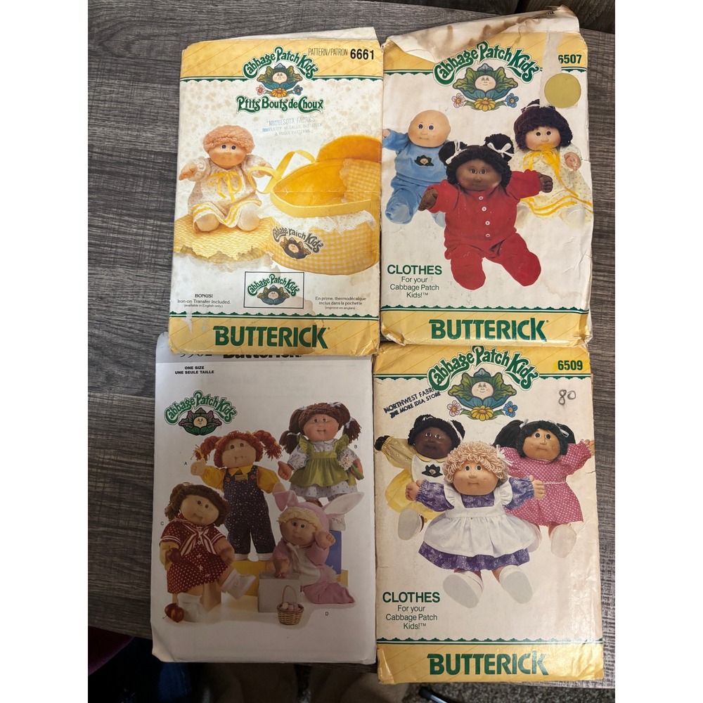 Lot 4 Vintage Cabbage Patch Kids Butterick Sewing Patterns 6661 5507 6509 5902